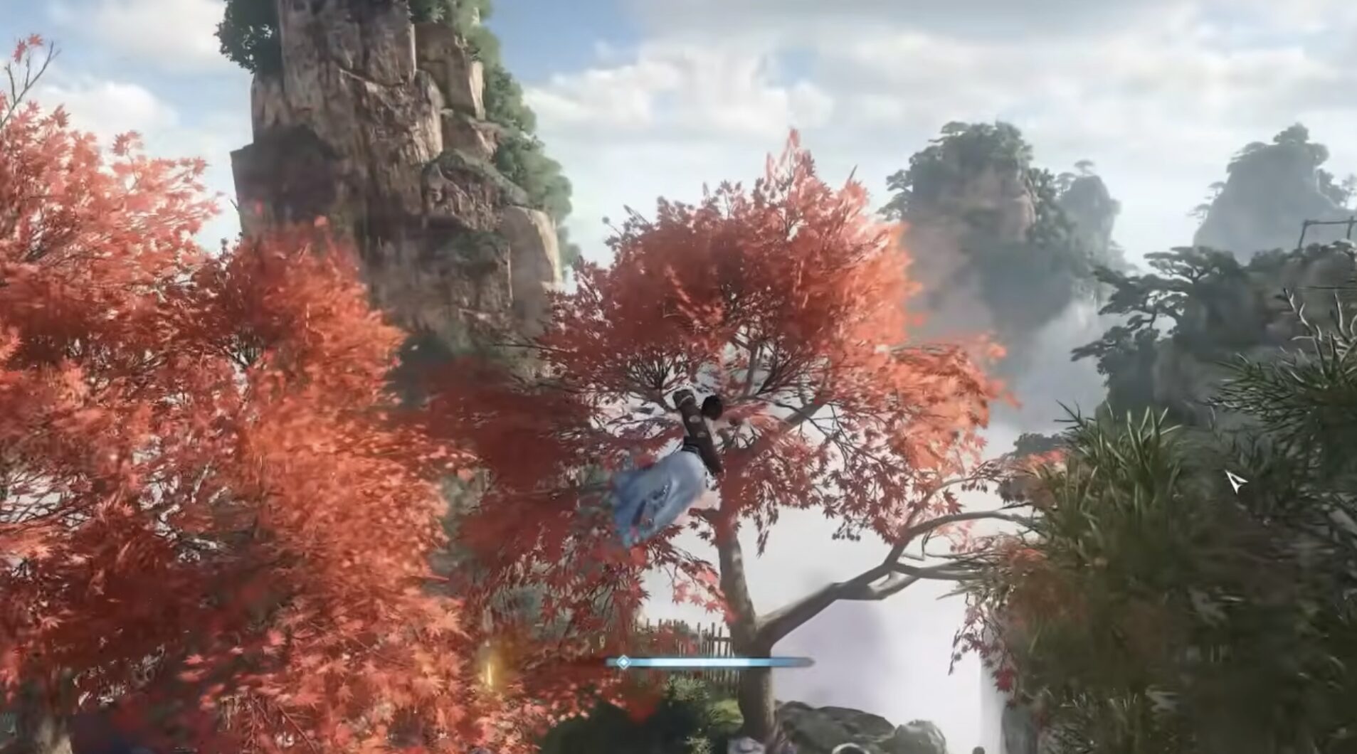 空中を飛ぶ軽功アクション